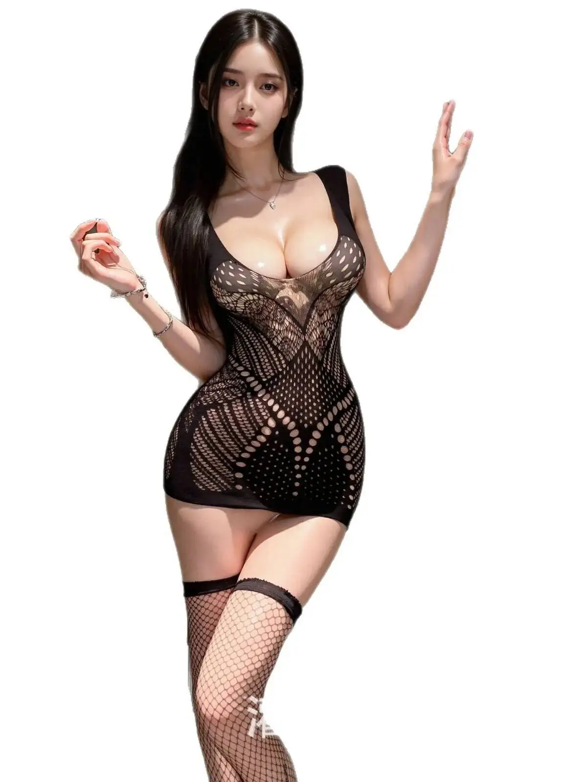 섹시한 백리스 딥 V 서스펜더 드레스 우아한 민소매 홀로우 아웃 랩 힙 타이트 드레스 나이트클럽 착용 여성용 매력적인 SJS6