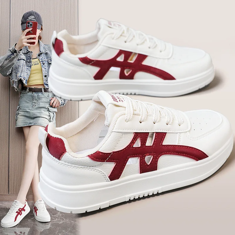 

Women's Versatile Breathable Casual Board Shoes 2026 Thick Sole Hollow out White Comfortable Sports Shoes