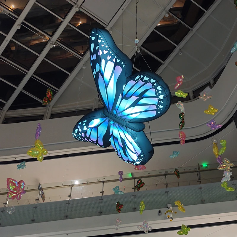 

Indoor Decoration Wonderful Inflatable Butterfly Giant Mall Customized Inflatable Hanging Wings with LED