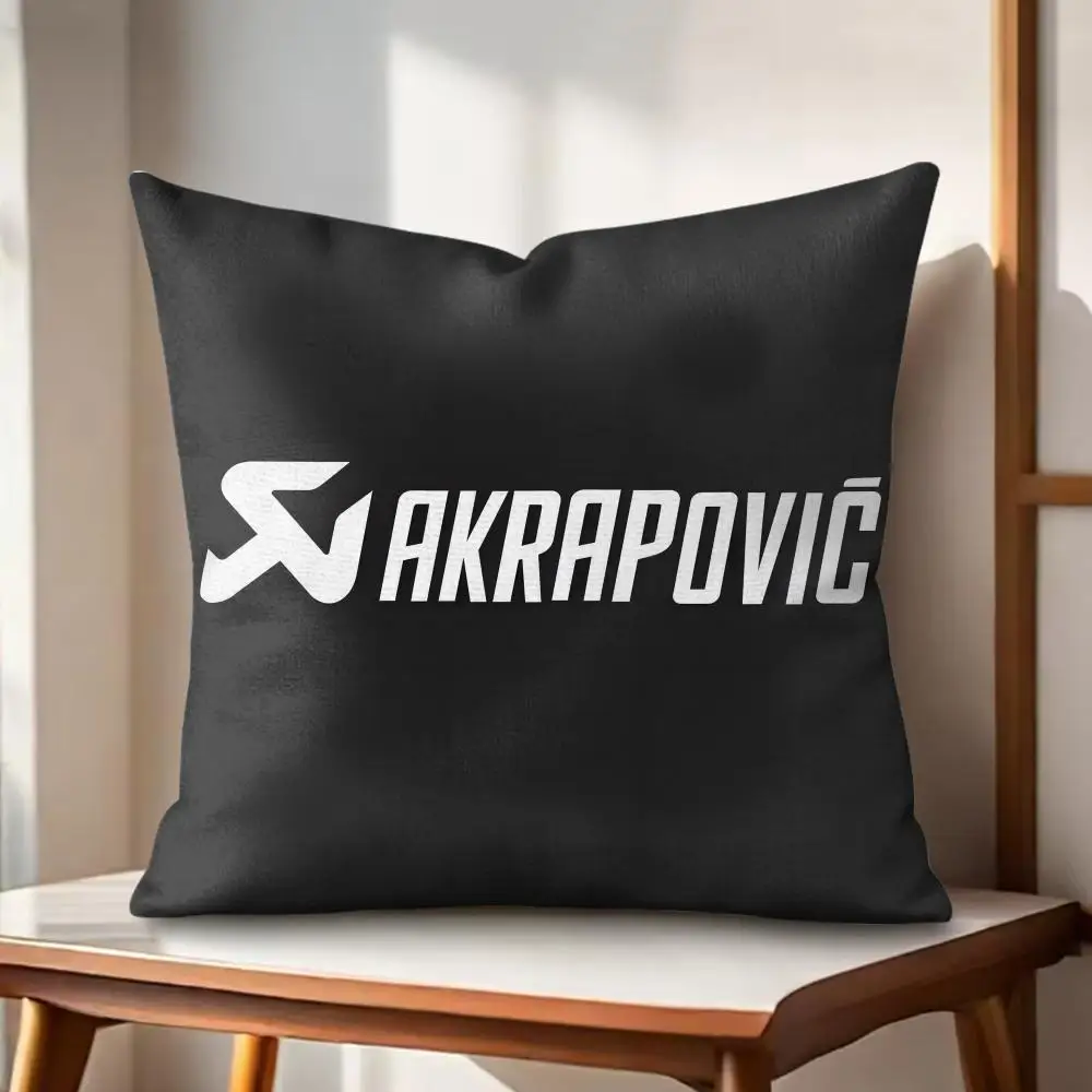 A-Akrapovics Logo Cushion Cover Eco Linen Pillow Case Double-Sided Print Breathable Durable Zipper Home Decor Gift