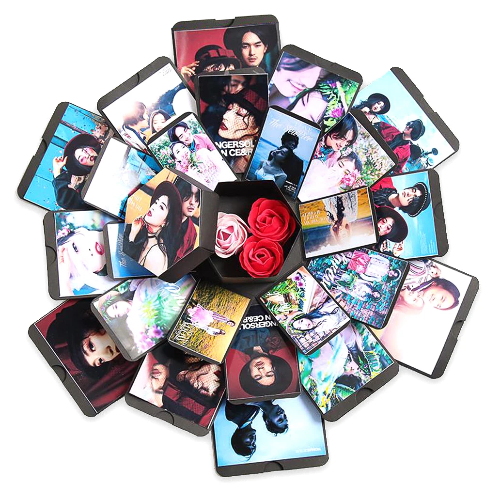 Scatola a sorpresa esagonale Album fotografico romantico per album fai da te con nastro (colore