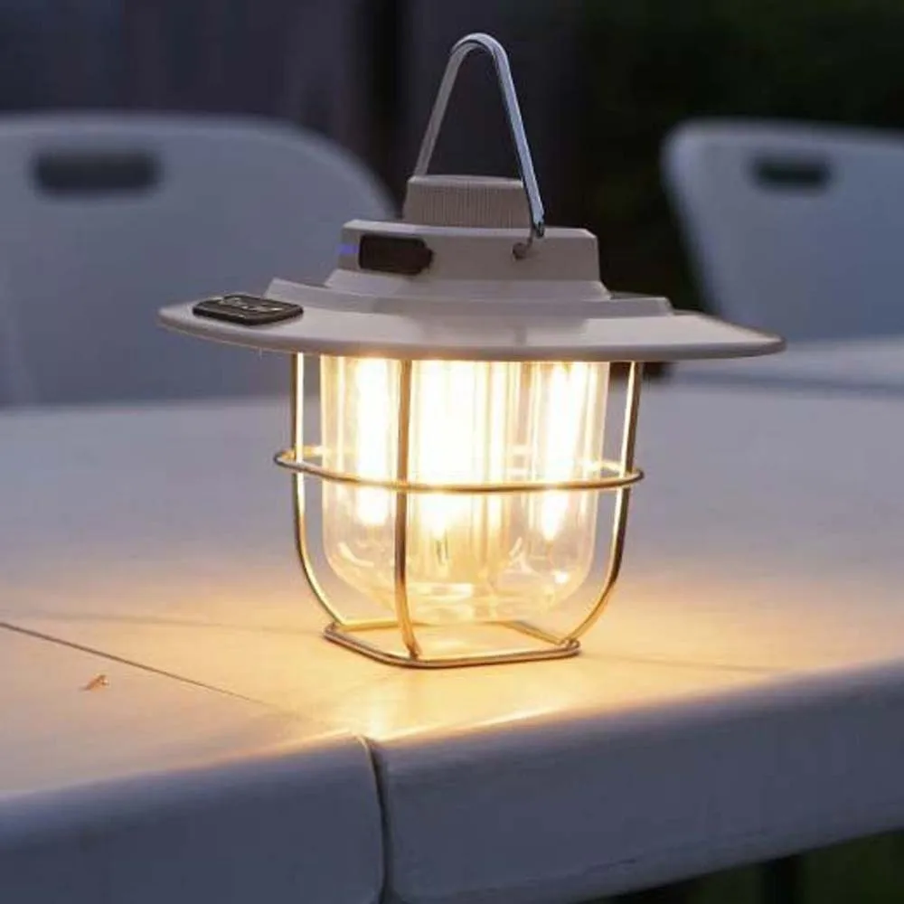 

Hanging Retro Camping Lantern Waterproof 2000mAh Battery Tent Lamp Energy Efficient Dimmable Emergency Survival Lights Travel