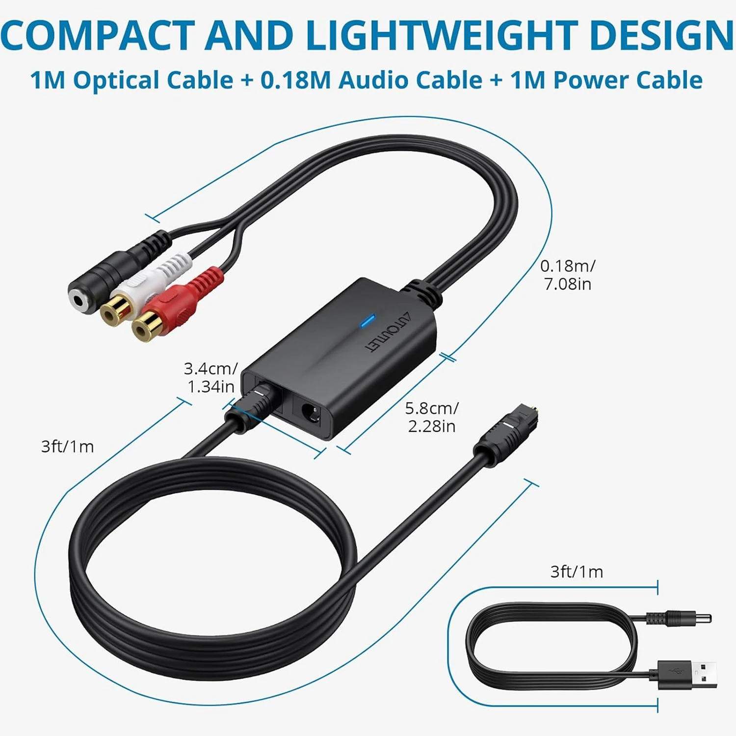 Compact 192khz DAC Converter Spdif To RCA Digital To Analog Audio Converter Optical Toslink To RCA Female Or Male Audio Adapter