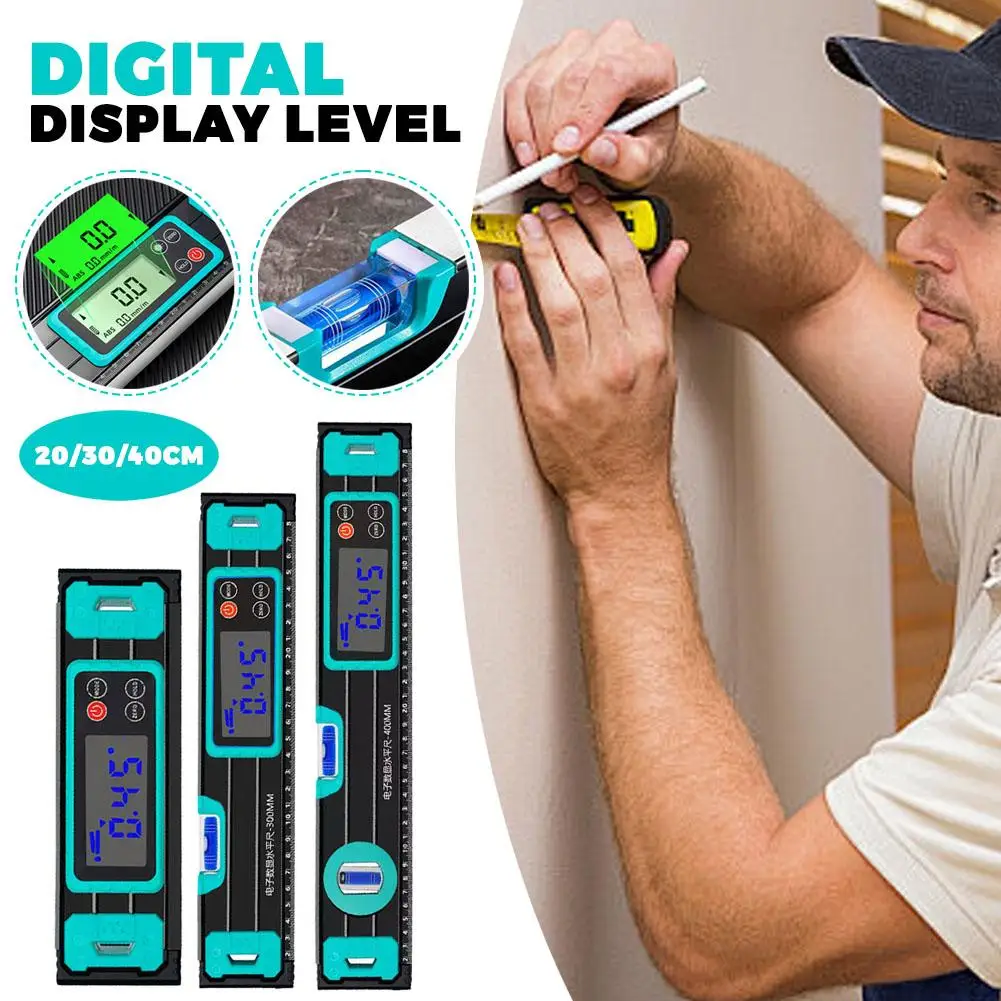 High-precision Magnetic Measuring Tool Multi-functional LCD Display Horizontal Ruler Household Level Ruler Portable Gauging Tool