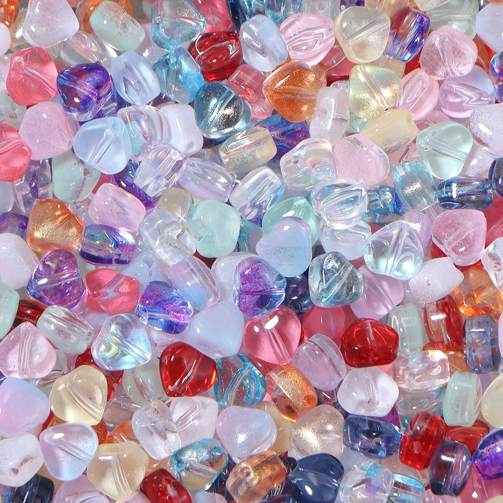 50pcs/lot 6mm Colorful Heart Shape Lampwork Beads Loose Glass Spacer Beads For DIY Necklace Bracelet Pendant Jewelry Accessories view 6