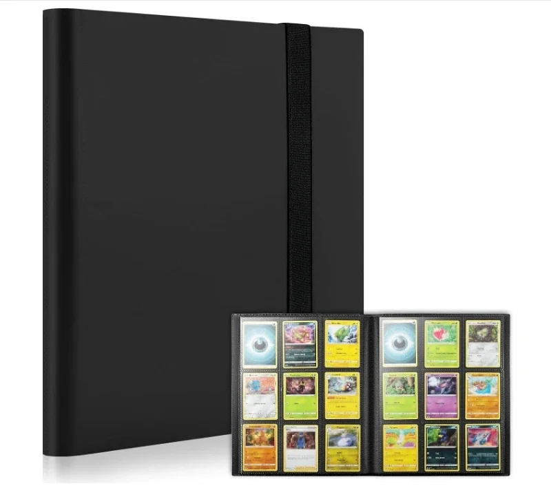 Black 9 Pocket High Quality Trading Card Binder Suitable for Game Cards Baseball Football Cards