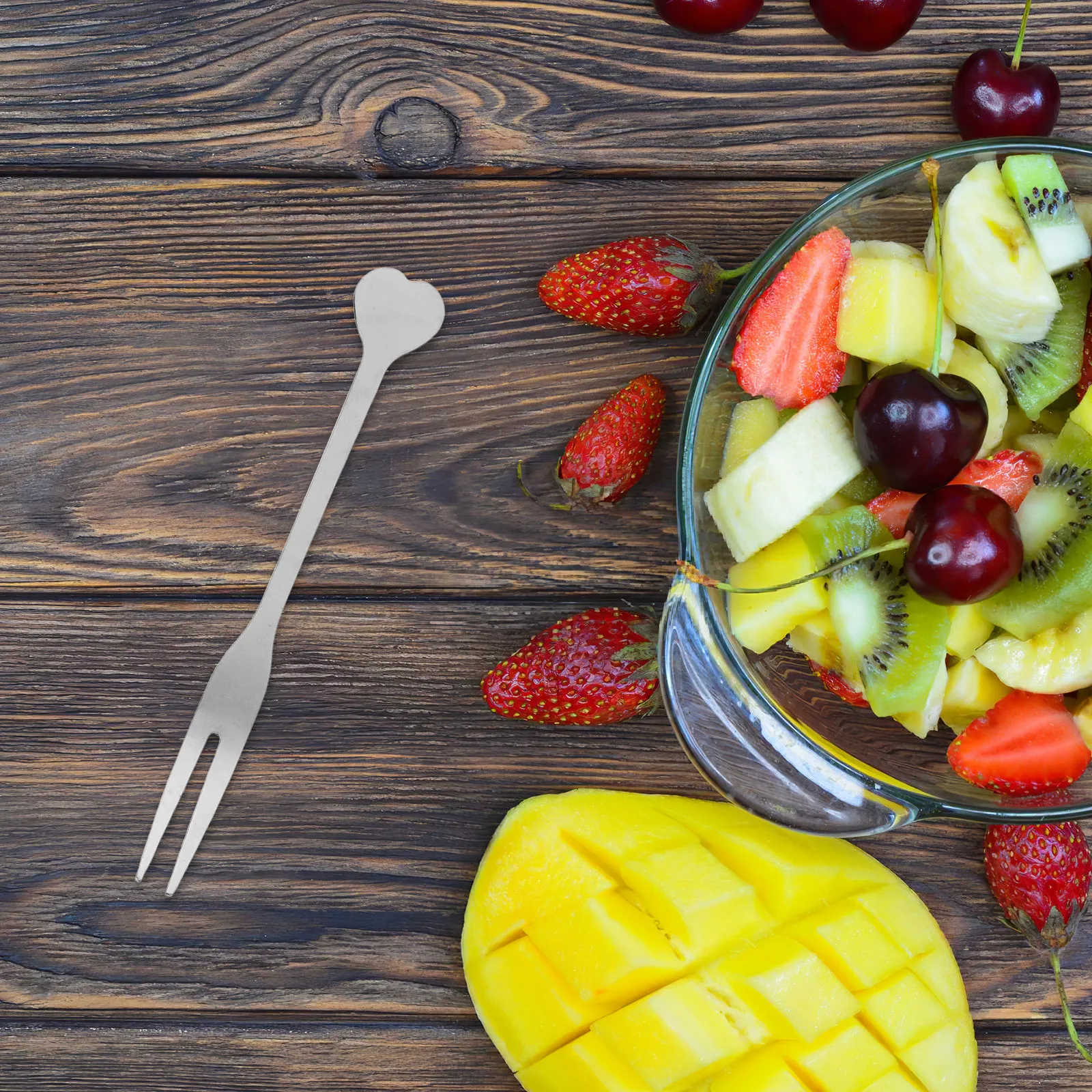 

10Pcs Elegant Heart Shape Stainless Steel Fruit Forks Reusable for Desserts Pastries Party Favors Wedding Events Bar Cafe