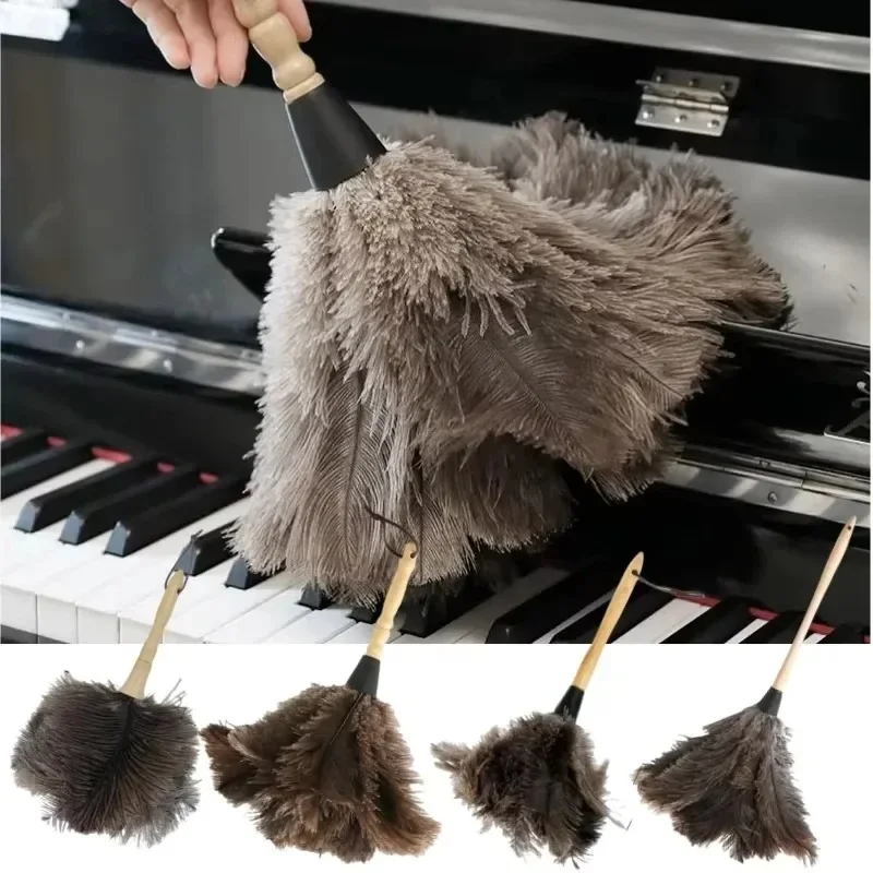 Feather Duster Wooden Handle Duster Anti-static Dust Removal Dusters Ostrich Duster Feather Fur Brush For Home Cleaning Tools view 6