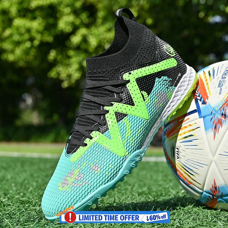 

Men Training TF Soccer Shoes Artificial Grass Anti-Slippery Boys Football Shoes AG Sports Training Shoes High-top Futsal Sneaker