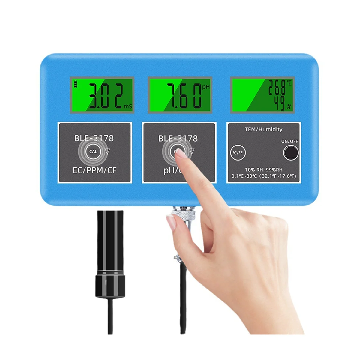 Wifi 7 in 1 Water Quality Tester - PH, ORP, TDS, EC, Temp, Humidity Meter, Aquarium Online Analyzer, Water Analyze Monitor -Y18A