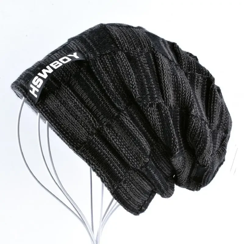 Unisex HSWBOY Label Beanies Hat Autumn and Winter Warm Knit Cap for Women Men Travel Vacation