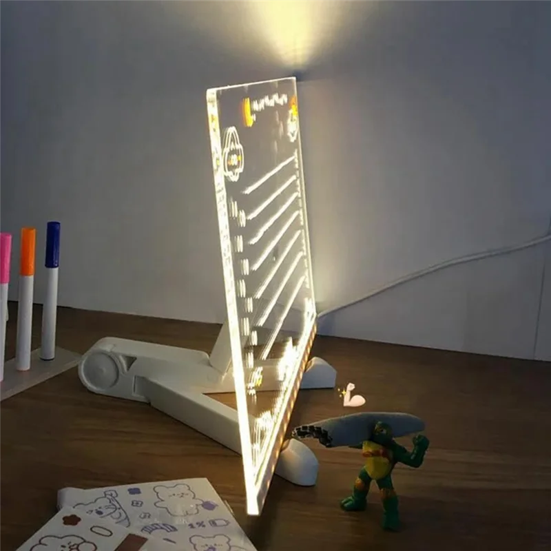 لوحة ملاحظات ABFM-LED، لوحة تحديد رسائل أكريليك متوهجة مع ضوء، لوحة بيضاء مضيئة (5.9 × 5.9 بوصة) سهلة الاستخدام #3