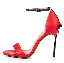 Sexy Blade Heel Leather Bowtie Back Sandals bow Metallic Heel Ankle Buckle Women Mixed Color High Heels Dress Sandals
