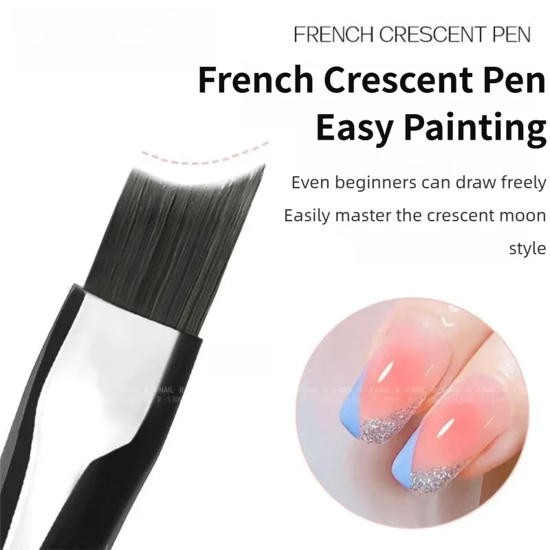 1/2/5Pcs French Nail Art Brushes Set Half Moon Shape Nail Brush UV Gel Acrylic Painting Plaid Liner Ombre DIY Manicure Tool