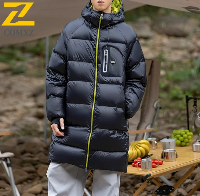 

Fashion Men Long Down Jacket New Hooded Outdoor Travel Windproof Filled Jacket High-quality 90% Duck Down Thick Warm Winter Coat