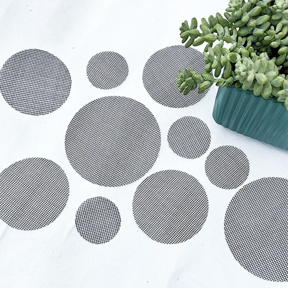 20pcs Flower Pot Bottom Hole Gasket Mesh Plant Insect Proof Potting Bottom Gasket Flower Bonsai Leak-proof Soil Mesh Yarn Gasket