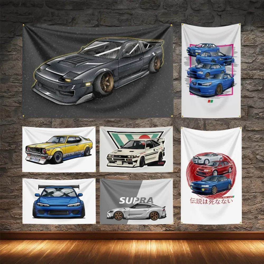 JDM Legend Car Flag Polyester Digital Printing Modified Cars Culture Banner For Decoration