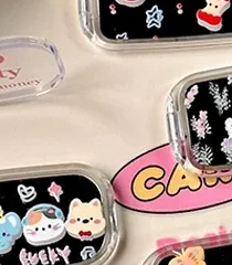 

Держатель для телефона с зеркалом для макияжа с милым мультяшным котом и собакой — складная подставка двойного положения, аксессуары для мобильных телефонов