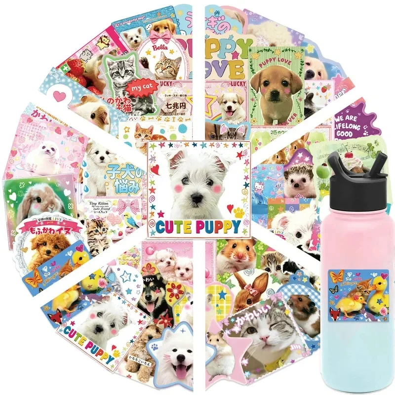 50Pcs Dopamine Cartoon Animal PVC Waterproof Stickers Bright Color Cute Creature Decals for DIY Decor Giajar Sticker Store