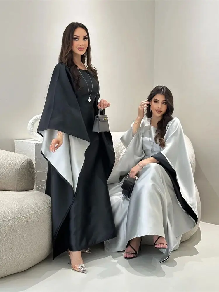 Eid Fashion Satin Abaya Dubai Luxury Muslim Modest Dress Islam Clothing Abayas For Women Kaftan Robe Femmes Musulmane Kebaya