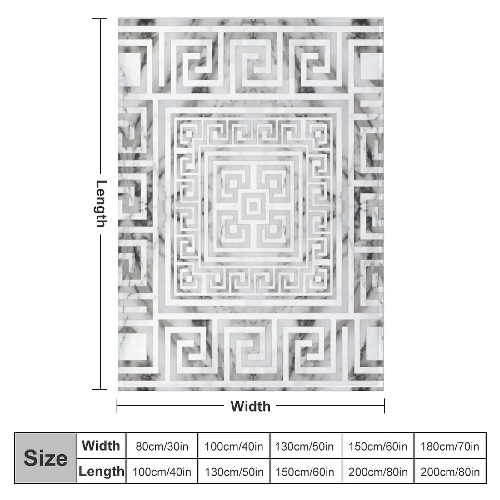 Greek Meander - Greek Key White Marble texures Throw Blanket Stuffeds Soft Big Blankets