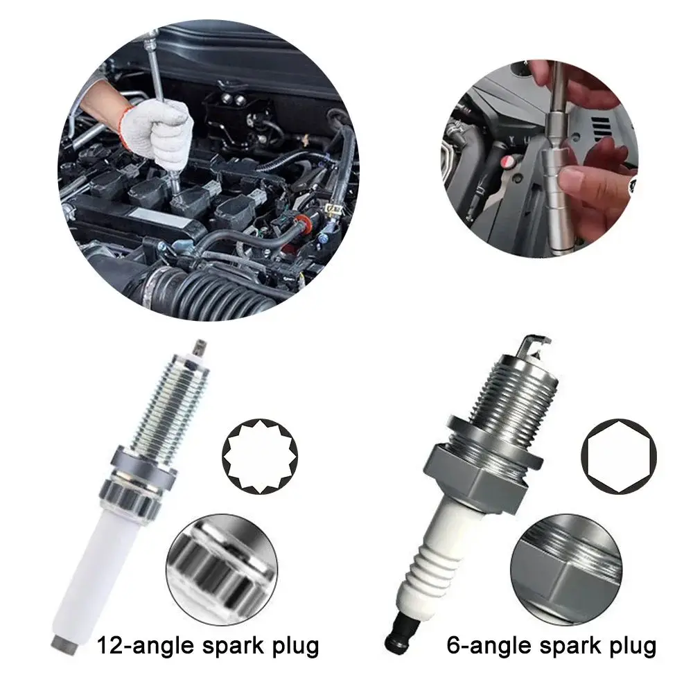 14/16mm Magnetischer Zündkerzen-Steckschlüssel, 12-Winkel-Dünnwand-Steckschlüssel mit 3/8" Antrieb, Autoreparaturwerkzeug – Detail 2
