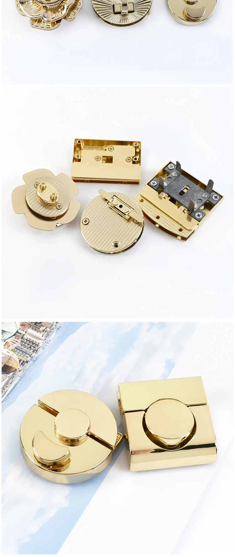 1Pc Gold Metal Clasp Turn Lock Twist Locks Bag Decoration Buckles Handbag Purse Closure Clasps DIY Hardware Replace Accessories