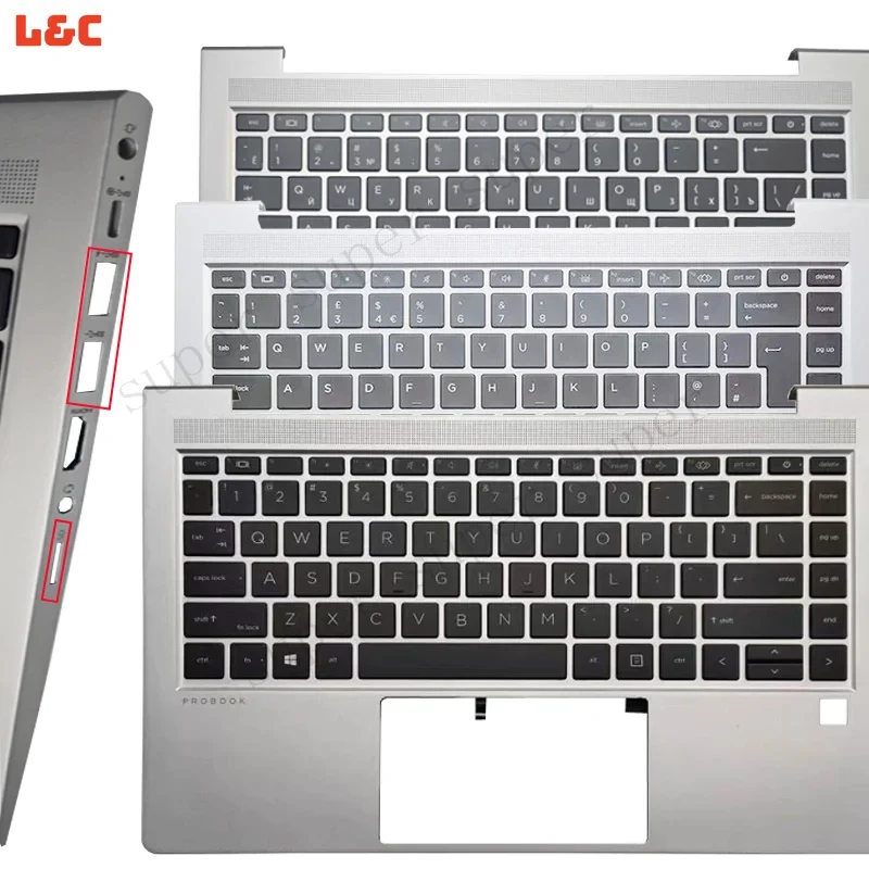 New For Probook 440 445 G8 G9 G10 US/UK/LA/FR/RU Backlit Keyboard Palmrest Upper Cover With SD Interface Computer Replace Parts