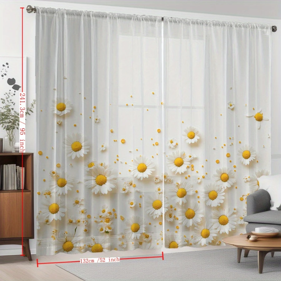 2PCS Cortina Transparente com - Home Decor Yellow avaliação e preço