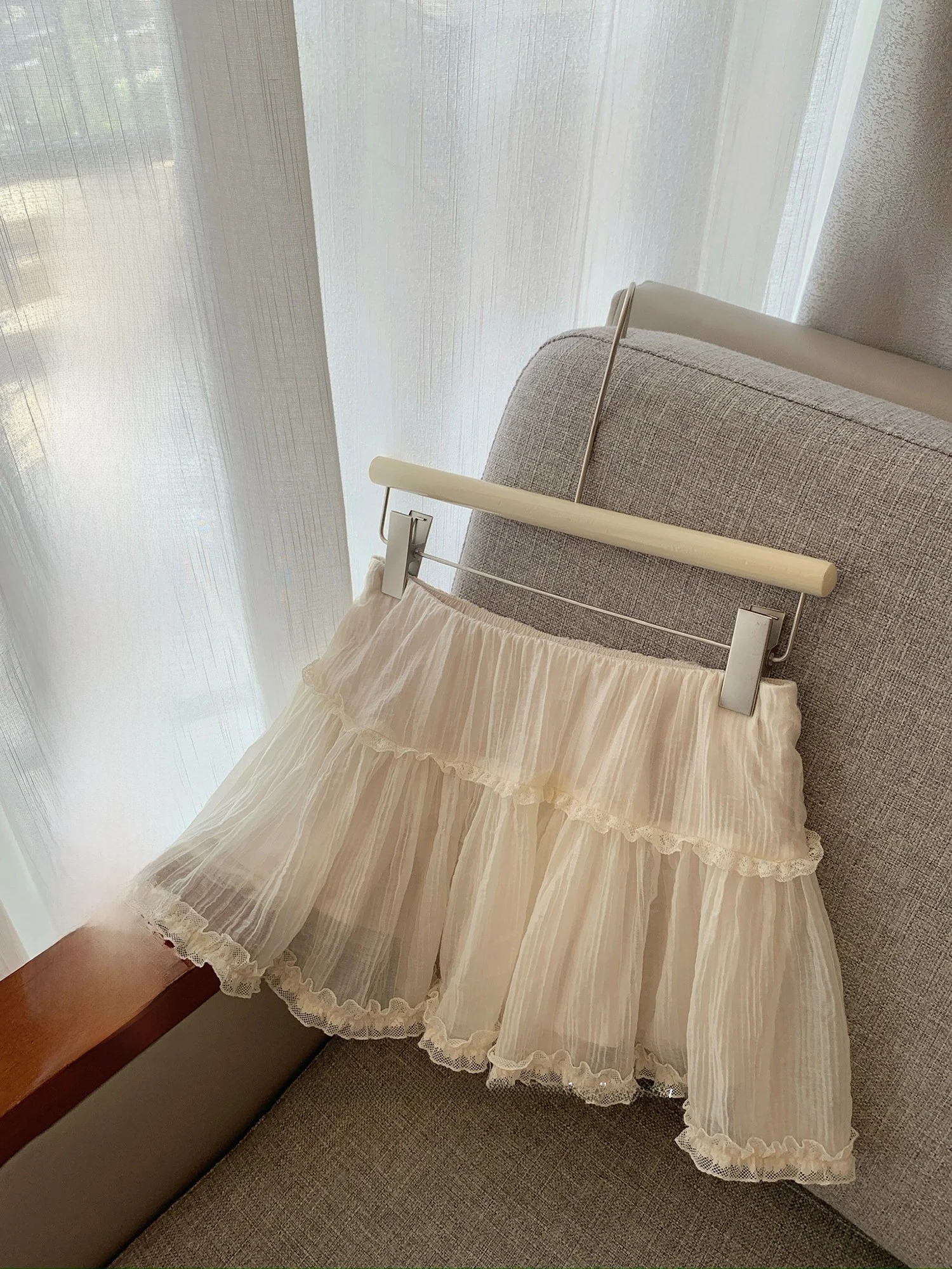 

Юбка-полусолнце Lukira Soft Ripple Apricot Rayon Lace для женщин, весна-лето, с защитой от просвечивания, А-силуэт, для девочек, со средней талией, на резинке