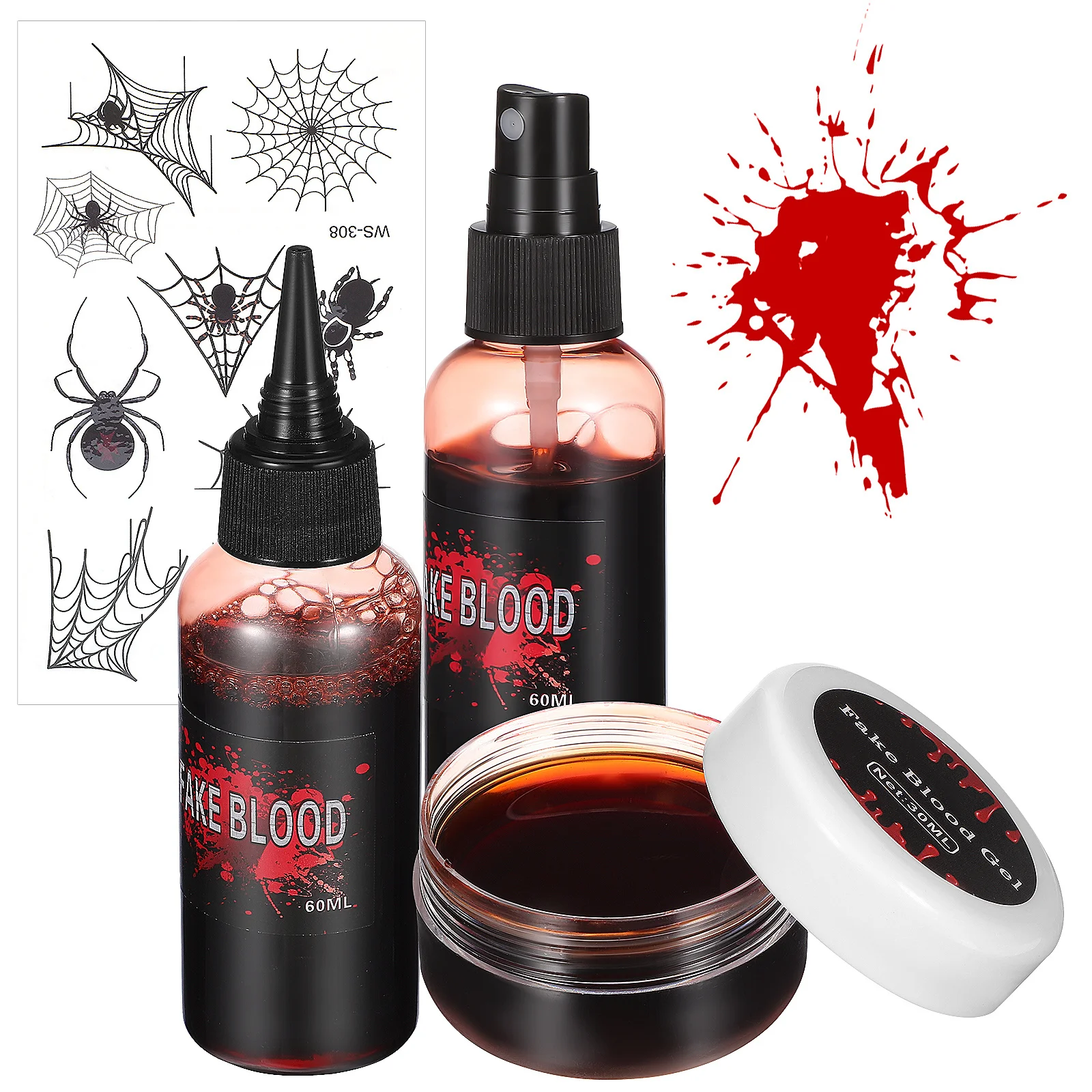 

1 set 1 Set Fake Blood Gel Realistic Washable Safe For Skin Face Body Application Halloween Cosplay Party Carnival Makeup Props