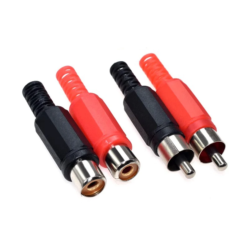 10pcs 5red 5black Plastic lotus audio and video RCA male welding head AV male plug/Female socket lotus plug welding connector