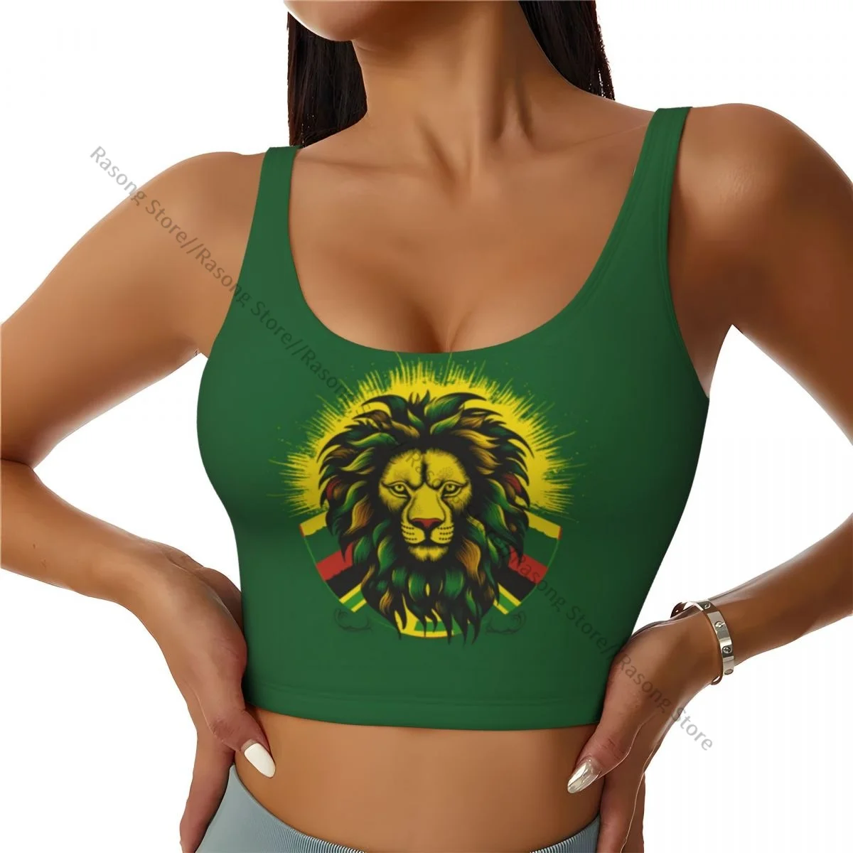 Women Sexy Sports Vest Jamaican Lion Elements Female Streetwear Sport Lingerie Tee Crop Top