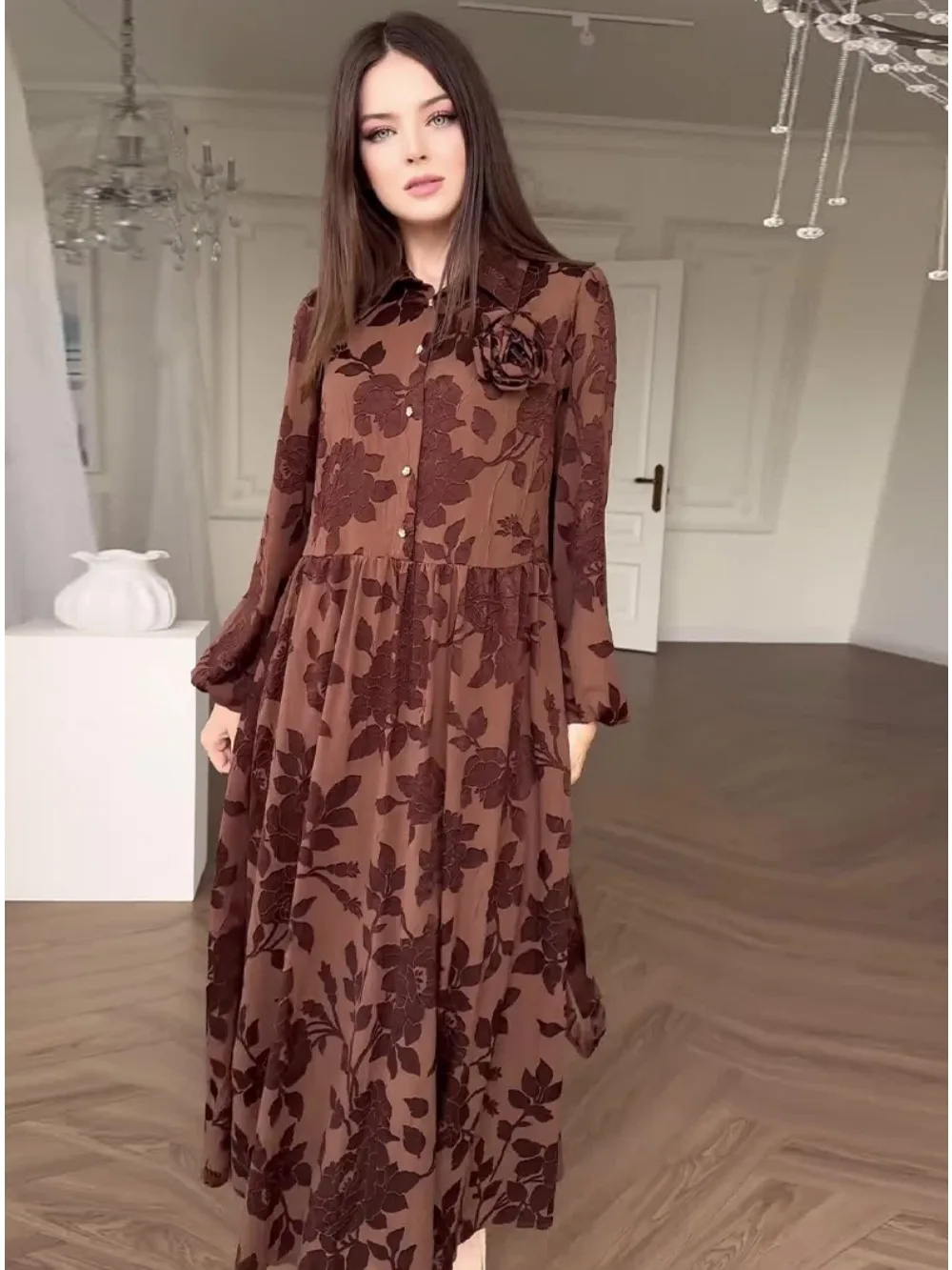 Eid Muslim Print Dress Abaya for Women Shirt Dresses Jalabiya Kaftan Islam Vestidos Arab Long Robe Ramadan Morocco Dubai 2024