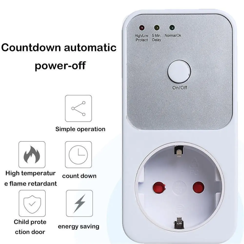 Automatic Voltage Protector Socket Switcher AC 220V Power Surge Safe Protector Stabilizer For Refrigerator Switcher Eu Plug