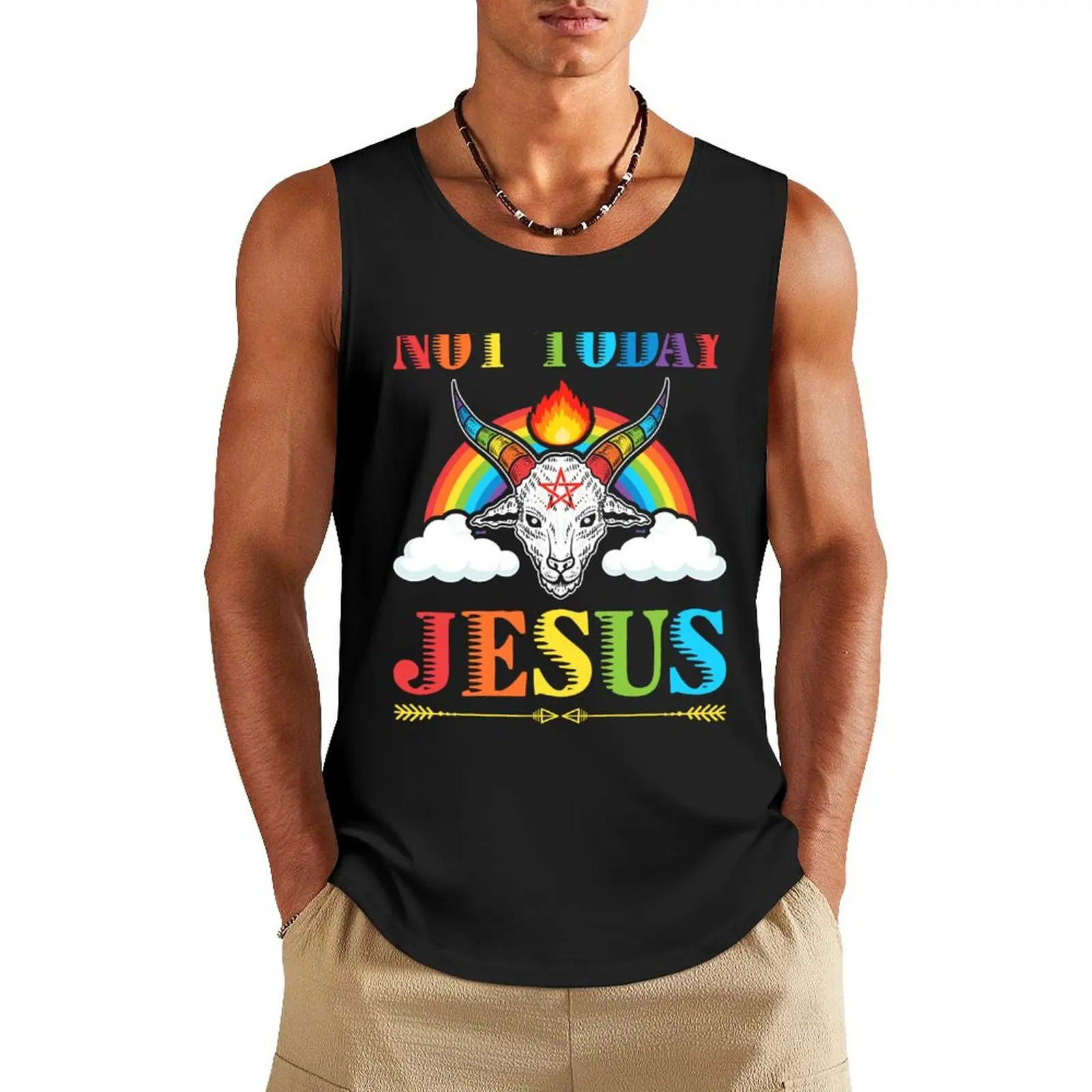 

Not Today Jesus Tank Top gym clothes for man anime t-shirts Men's gym t-shirt t-shirts man
