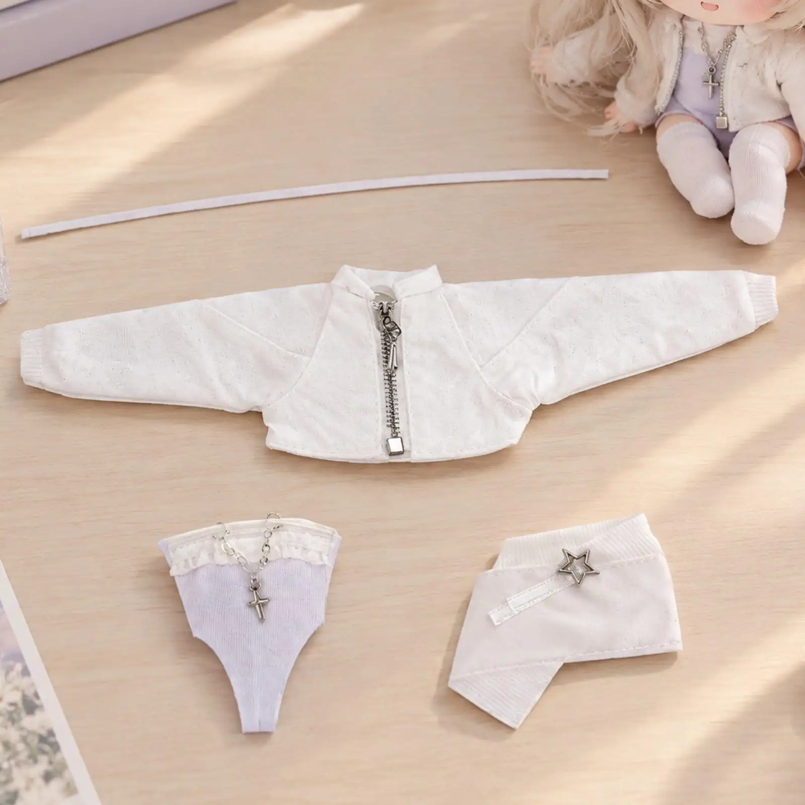 Fashion Doll Clothing Set White BJD Outfit with Ruffled Top and Skirt for 16 Inch Ball Jointed Doll Display - view 5