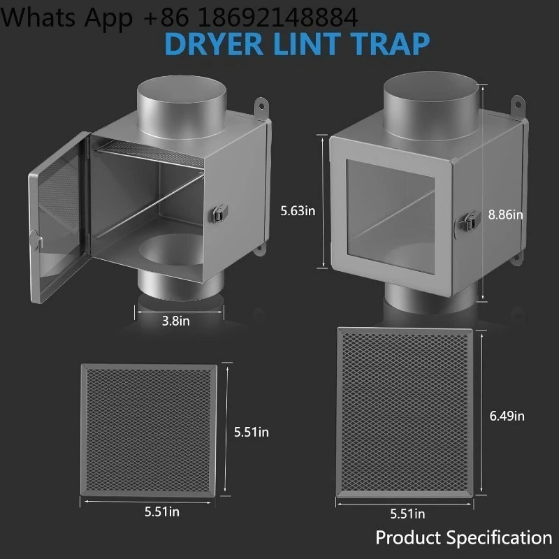 

Metal Dryer Duct Fluff Collector Indoor Ventilation Kit 4 Inch with Filter