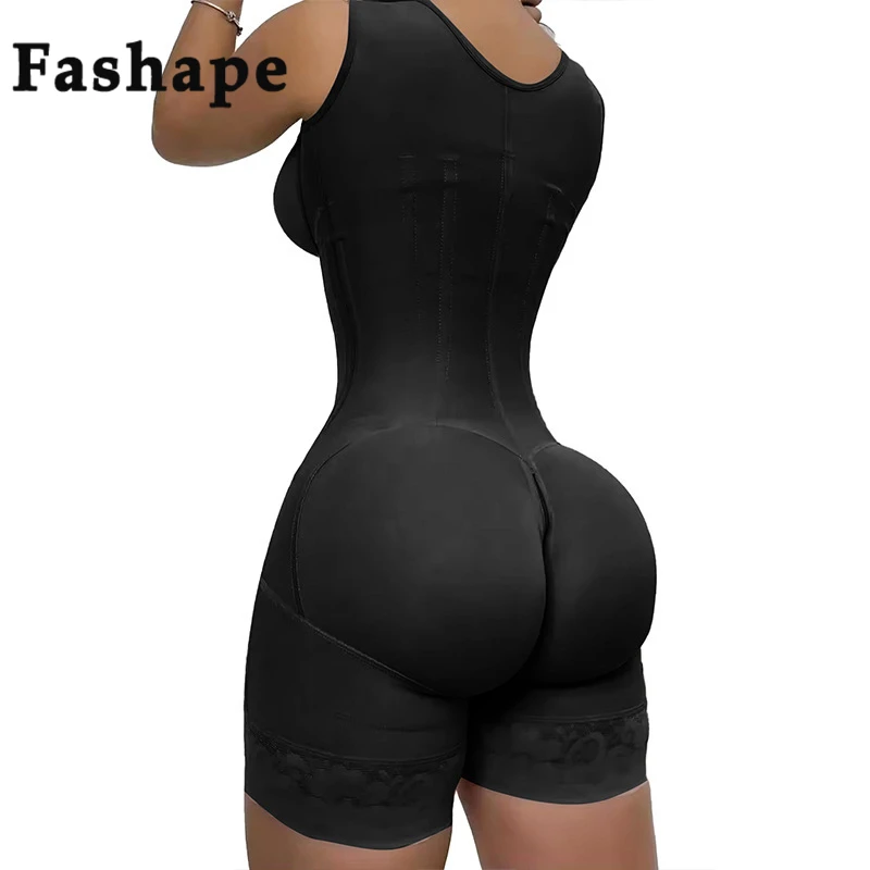 Fashape body donna colombiana cintura ad alta compressione addome riduzione della vita supporto osso in acciaio con apertura sul cavallo Shapewear