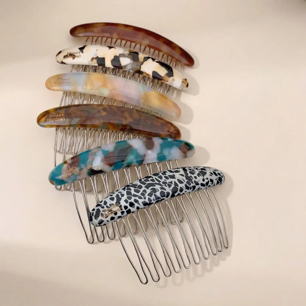 

1/2pcs Acetate Metal Hair Combs Clips for Women Girls Side Bangs Upside-down Hairpins Styling Tool Hair Accessories Headwear