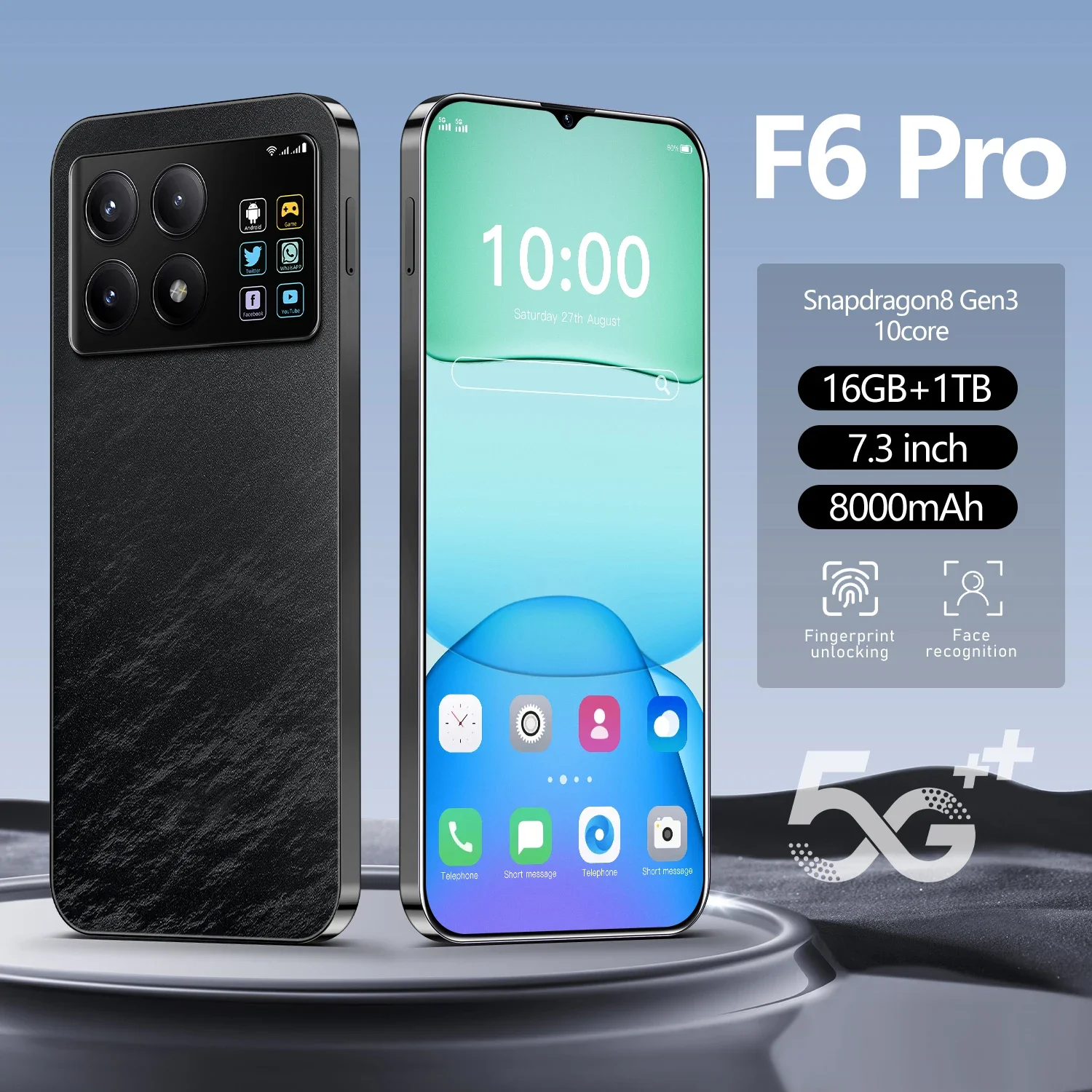 

Original F6 Pro Smartphone 5G Global Version 7.3 Inch HD+ 10 Core 8000mAh Unlocked Version Snapdragon 8 gen3 Android Phone