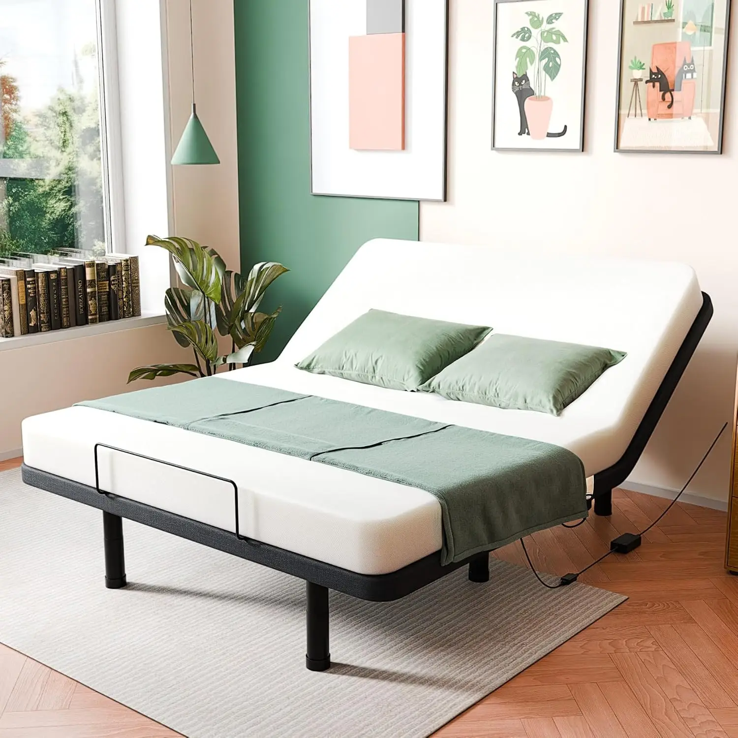 Cal King Adjustable Bed Base, Wired Remote Control, Independent Head and Foot Incline, Electric Bed Frame Base, Customized
