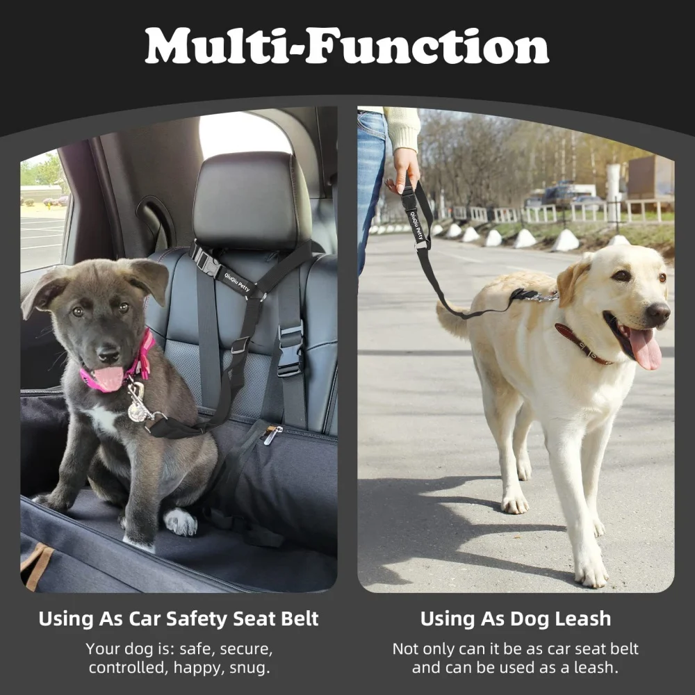 Solid Color Two-in-one Pet Car Seat Belt Nylon Lead Leash Backseat Safety Belt Adjustable Dogs Harness Collar Pet Accessories view 4