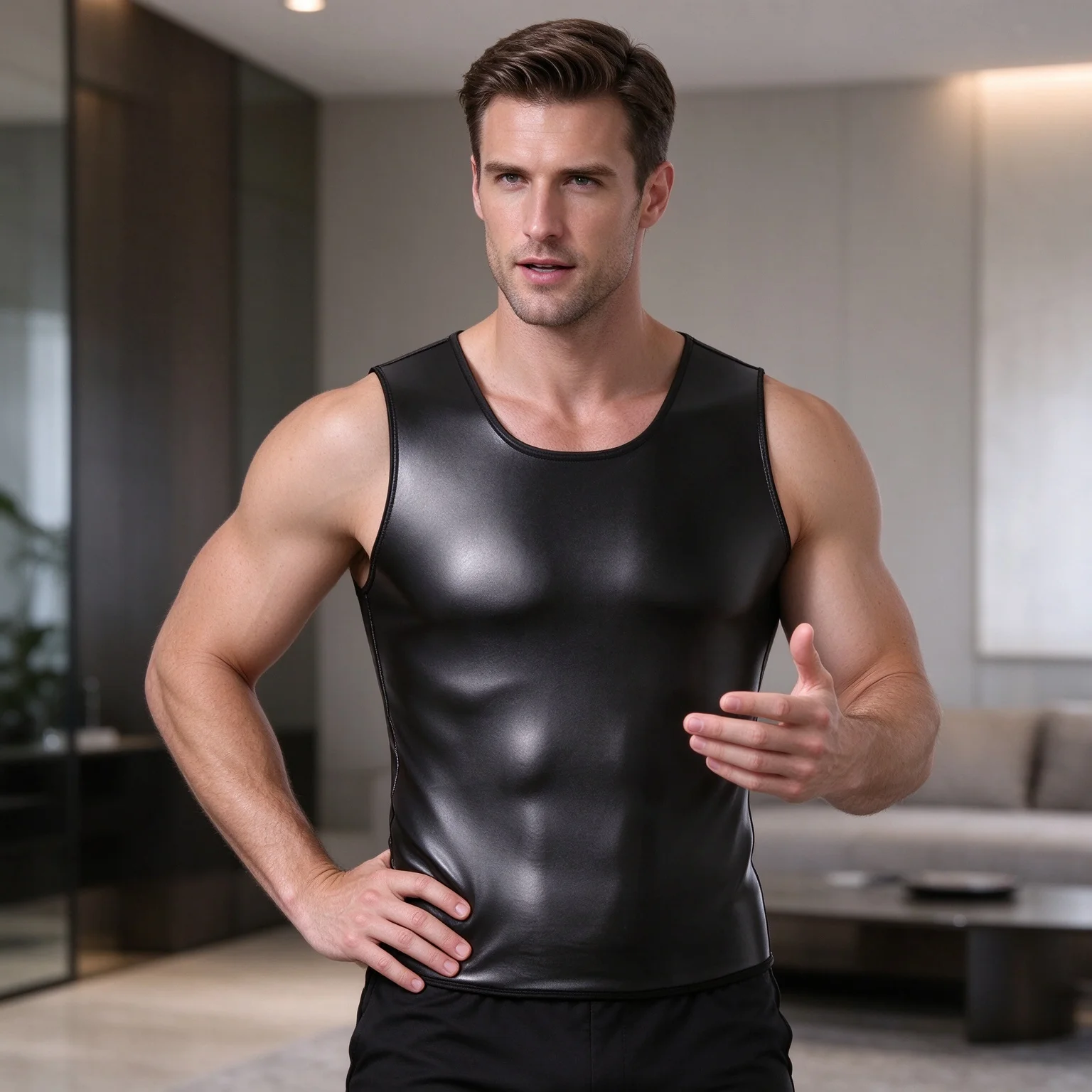 Leather Motorcycle Jacket Biker - سترة جلدية رجالية ضيقة بتصميم أنيق،