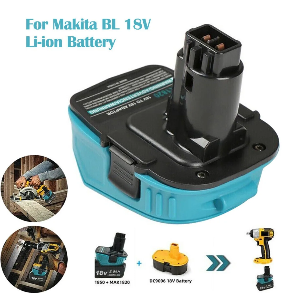 Battery Adapter Converter for Makita 18V BL Li-Ion Battery Convert to for Dewalt 18V Ni-Cd Ni-Mh Battery Power Tools MAK1820