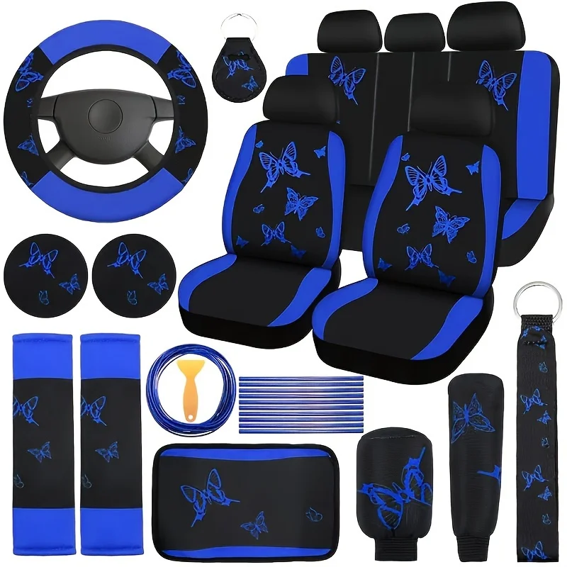 

41pcs Luxury Car Seat Cover Set Featuring a Butterfly Design, Perfect for Women'S Auto Decor. This Universal Fit Is Made from