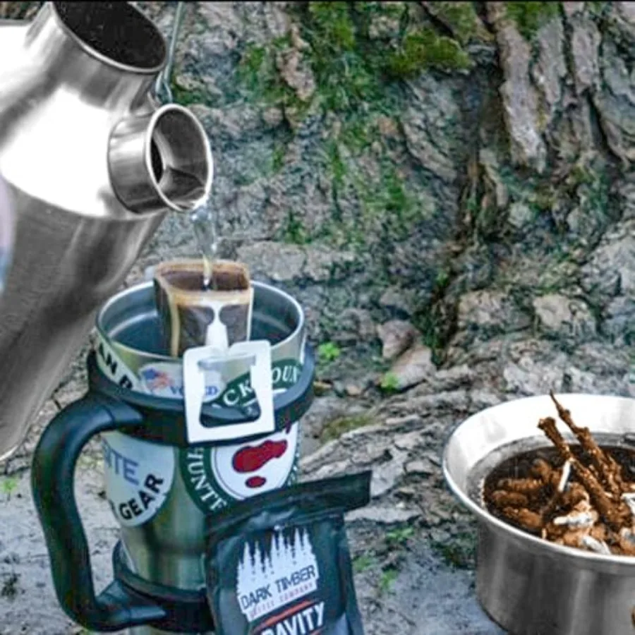 الكشفية 41 أوقية. طقم أساسي من الفولاذ المقاوم للصدأ سعة 1.2 لتر، موقد صاروخي يغلي الماء بسرعة جدًا باستخدام فقط أعواد الأغصان مثالية للخارجية #5