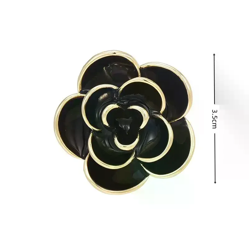 الراقية أسود أبيض زهرة الكاميليا دبابيس للمرأة الرجال الحداد الصدار دبابيس فستان قميص الملابس والاكسسوارات #5