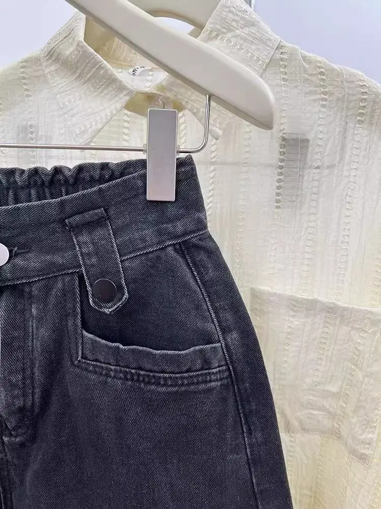 New High Waist Loose Denim Shorts Women's Summer Versatile Vintage A-Line Wide Leg Short Korean Style Casual Jean Shorts