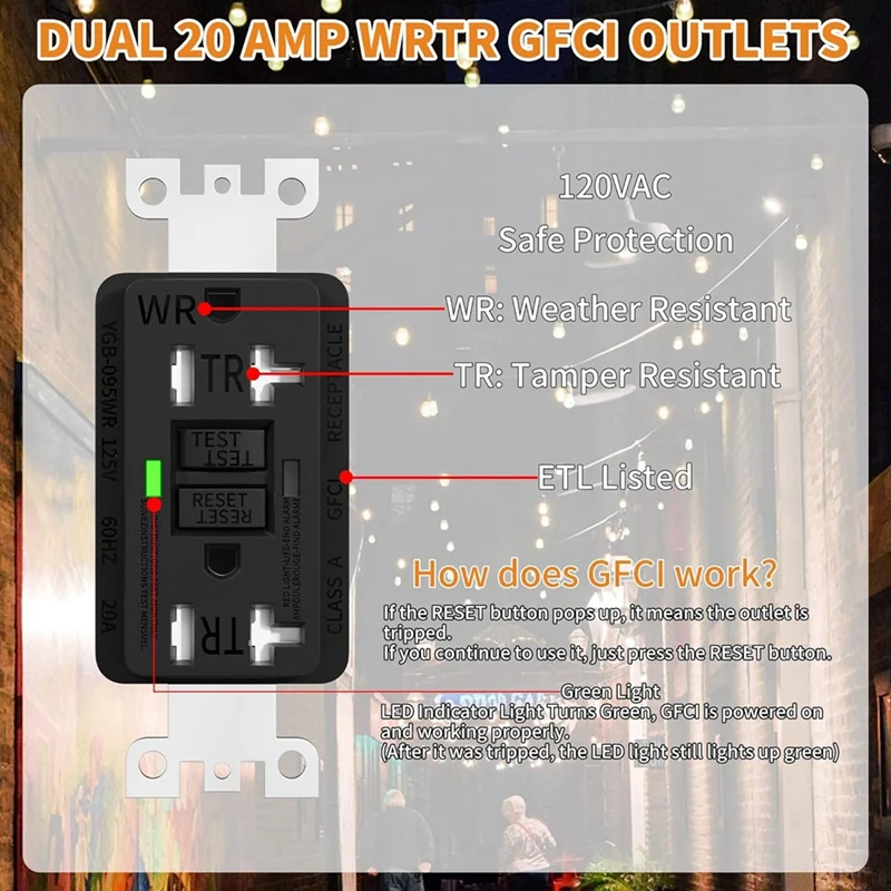 -2 Outdoor Power Outlet Box With Waterproof Cover Dual 20 Amp WRTR GFCI Outlet GFCI Outlet Box With Cover